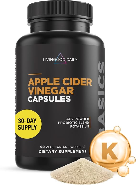 Livingood Daily Apple Cider Vinegar Capsules with The Mother, 90 ACV Pills