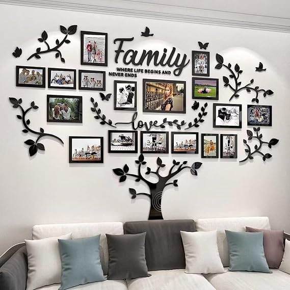 Wall Tattoo Tree Family Tree Wall Sticker Living Room - 3D DIY Wall Stickers Wall Decoration Wall Sticker Tree for Living Room Bedroom Picture Frame 15 x 20 10 x 15 Photo Wall (Black 146 x 207 cm)