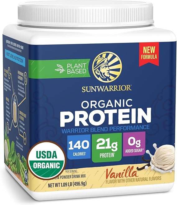 Sunwarrior Organic Vanilla Warrior Blend Performance Protein, 17.44 OZ