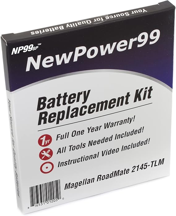NewPower99 Battery Replacement Kit with Battery, Video Instructions and Tools for Magellan RoadMate 2145-TLM