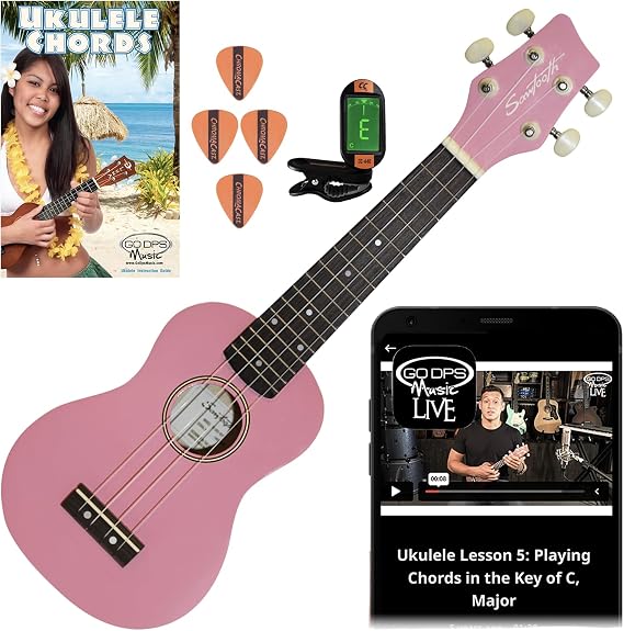Sawtooth ST-UKE-BSP-KIT-1 Soprano Ukulele with Quick Start Guide, Pink