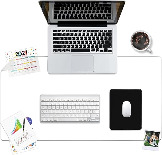 Awnour Clear Desk Pad Blotter on Top of Desks - 34 x 17 inches - Non Slip Desk Writing Mat for Office and Home - Round Edges - Textured/Forested - Mouse Pad Included. (34 x 17)