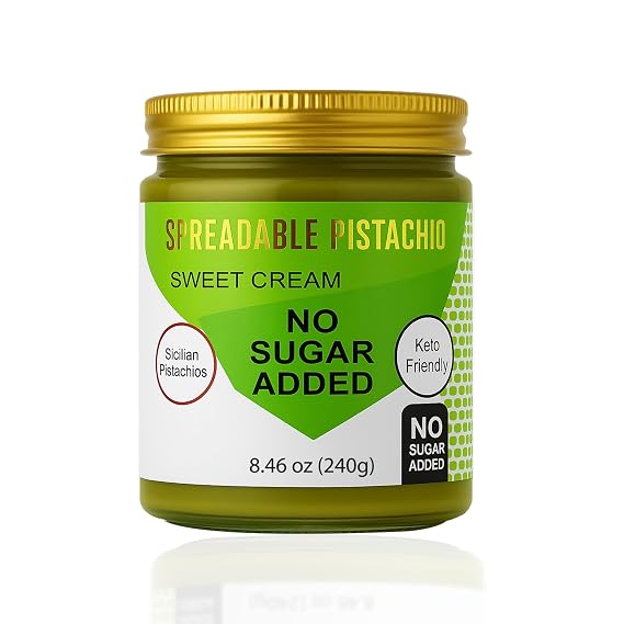 Spreadable pistachio - Sweet Pistachio Cream Spread No Sugar Added, No Palm Oil, High Fiber, Keto Friendly, High Protein, Gluten-Free (8.46 oz)