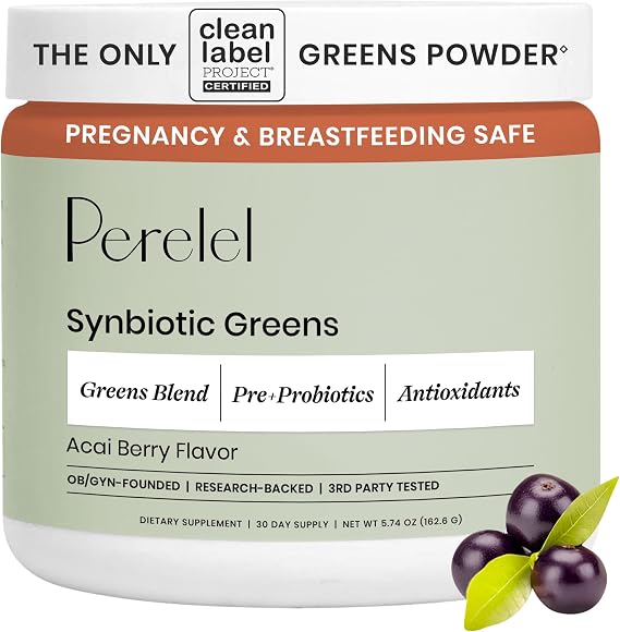 Perelel Acai Berry Daily Greens Powder with Probiotics & Fiber