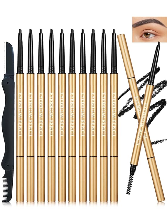 Eyebrow Pencil,12Pcs Longlasting Waterproof Black Eye Brow Pencil for Women