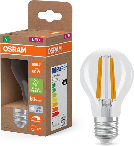 Osram Energy Class in Classic Bulb Shape, 3.8 W / 806 lm, EEK