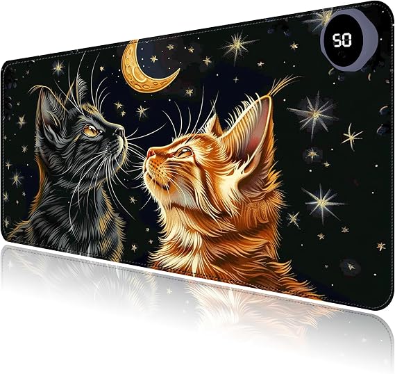 Heated Mouse Pad with 3 Levels Heated,Two Cute Cats