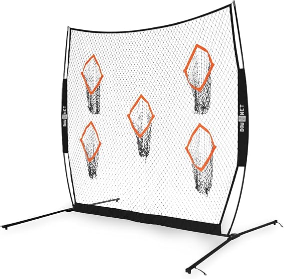 Bownet QB5 Quarterback Throwing Training Net, 8'x8', 5 Sock Targets