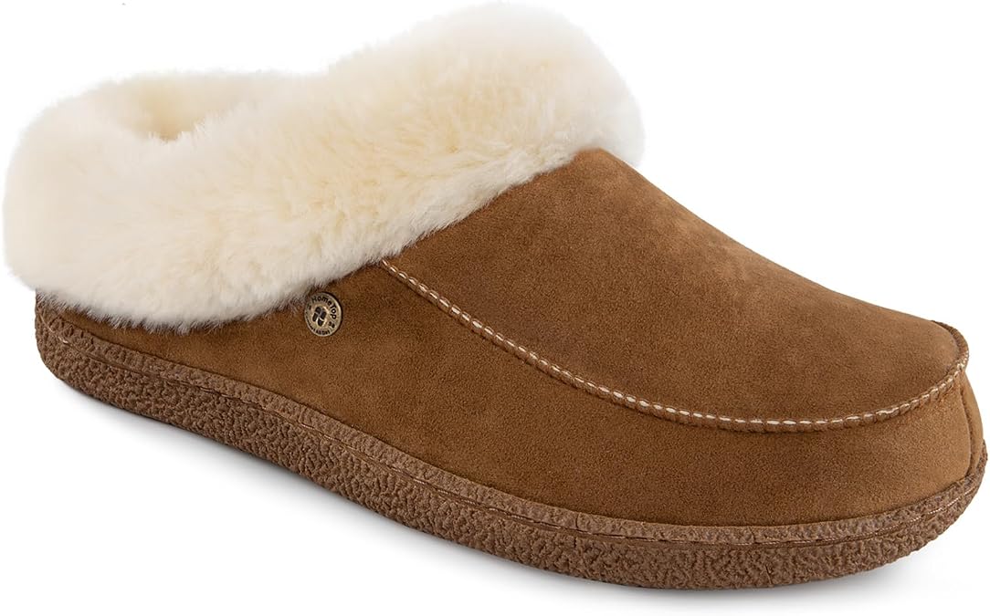 HomeTop Women's Comfy Moccasin Style Memory Foam Slip on Slippers Soft Microsuede Clog House Shoes with Luxury Fuzzy Fur Collar