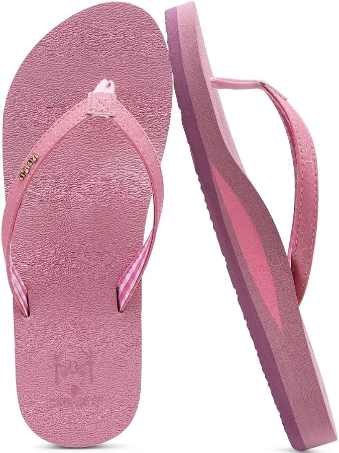 KuaiLu Flip Flops for Women with Arch Support Summer Beach Thong Sandals | Comfortable Yoga Mat Cushion Walking Shoes Slip on Casual Outfits Faux Leather Indoor Outdoor