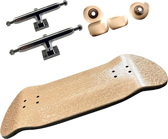 Pro Fingerboard Complete (6-Layer 35mm Deep concave Handmade Maple Deck + Hex (36mm) Truck + Pro Soul Wheels) (Brown Litchi-Patterned)