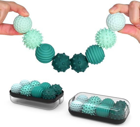 ONO Signets Silicone Magnetic Balls with Textured Dimples, Bumps, and Waves | Fun to Play with Fidget Toy for Adults | Help Relieve Stress, Anxiety, Tension (Turquoise, Set of 8)