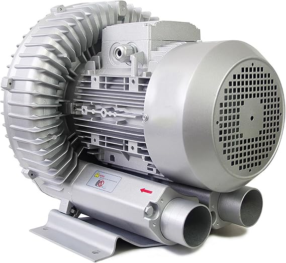 0.16-2.01HP Regenerative Blower, 110V 60Hz Single Phase, Large Airflow Type High-Pressure Vortex Ring Blower for Sewage Aeration Aquarium Fish Pond, Aluminum Alloy, Silver,750W/1.01HP
