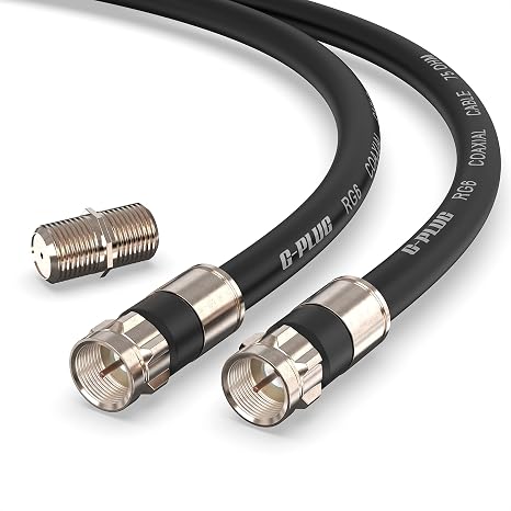 G-PLUG 2FT RG6 Coaxial Cable Extender - Coax Cable Cord, Triple Shielded