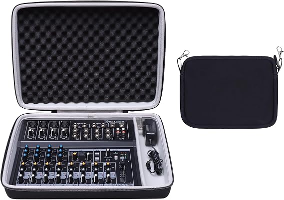 XANAD Hard Case for Mackie Mix8 / Mackie ProFX6v3+ / Behringer FLOW 8 / Behringer Xenyx 1002SFX Compact Mixer - with Small Storage Bag