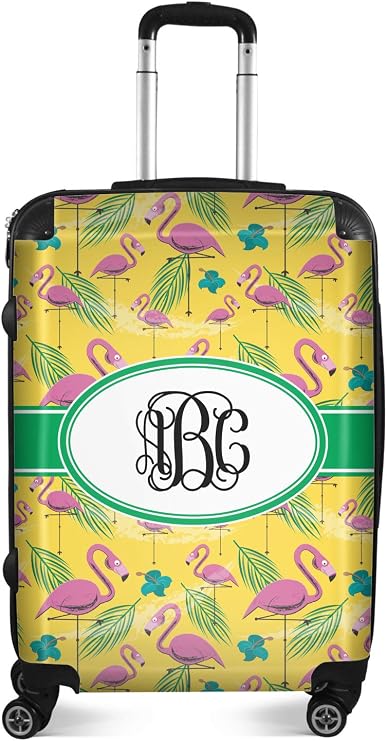 Personalized Pink Flamingo Suitcase - 24" Medium - Checked