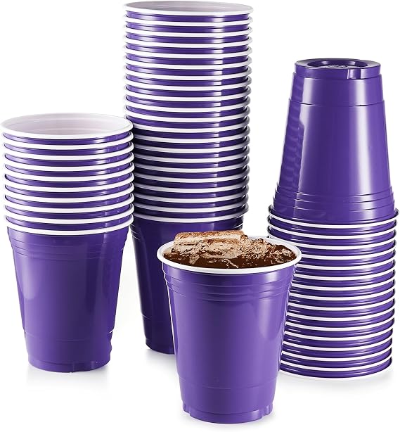 Purple Plastic Cups, [50 Pack] 16 Oz Party Cup Disposable Cup Big Birthday Party Cups