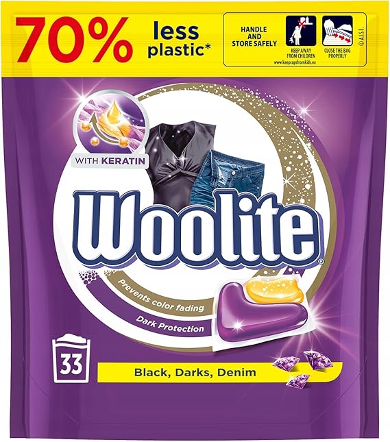 Woolite Gell Capsules for Dark Wash with Keratin, 33-Piece