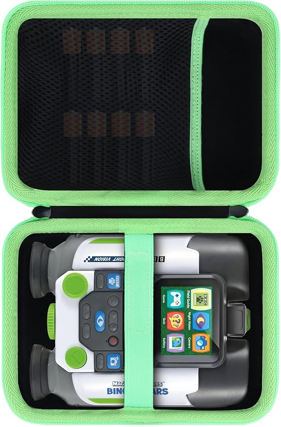 Lebakort Storage Case Compatible with LeapFrog Magic Adventures Binoculars (Black+Apple Green Case)