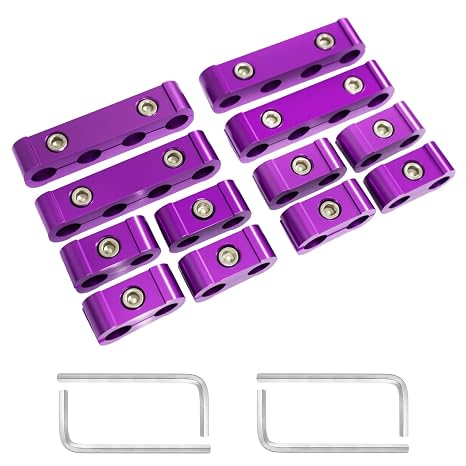 Spark Plug Wire Separator Divider Kit for 8mm 9mm 10mm, Fixed and Organized Engine Wires - Purple 12PCS