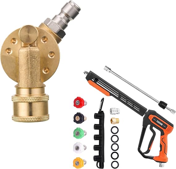FIXFANS Pressure Washer Pivoting Coupler 1/4 Quick Connect, ressure Washer Gun Kit