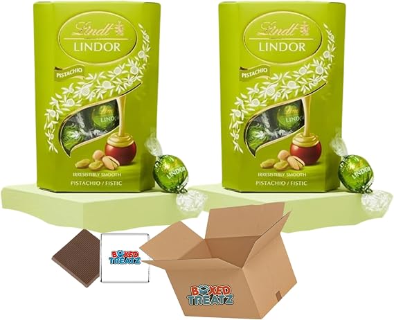 Boxed Treatz Pistachio Chocolate Truffles - 2 x 200g Milk Chocolate Balls with Pistachio Filling, Includes Neapolitan, Mint or Jelly Bean Selection