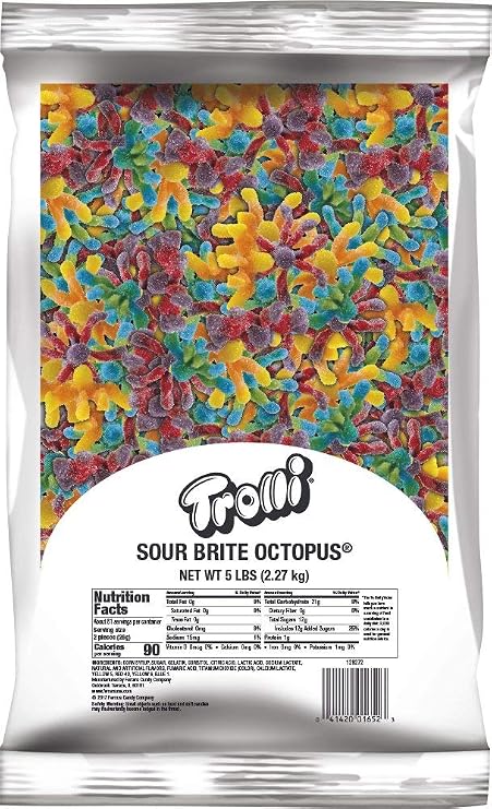 Trolli Sour Brite Octopus Sour Gummy Candy, Bulk Bag, 5 lb