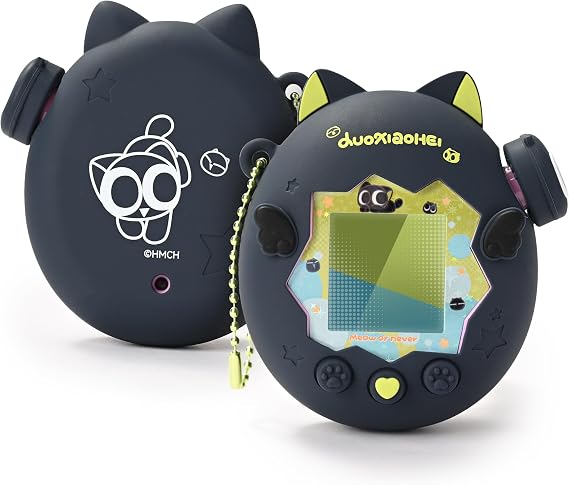 GeekShare Silicone Case Compatible with Tamagotchi Paradise, Cute Black Cat Design Soft Cover with Anti-Scratch Protection for Virtual Pet Device - The HEI Series