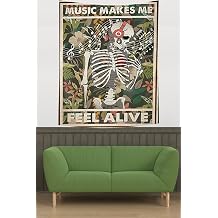 Pelangi Mutlu Hissettiren Müzik Temalı Leke Tutmaz Kumaş Duvar Örtüsü Duvar Halısı Tapestry PNTR055, 140 x 140