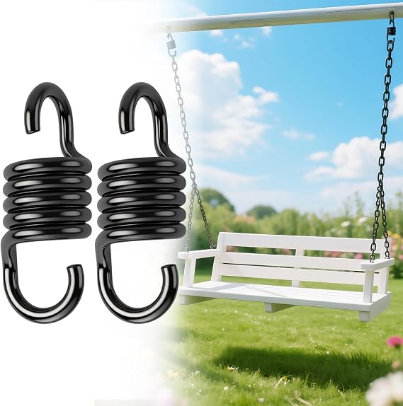 2 Pack Heavy Duty 800LBS Capacity 4 inch Spring Hammock Chair - Porch Swing Suspension Hanger for Hammock, Boxing Bag, Hanging Chair, Gym, Patio (Black)