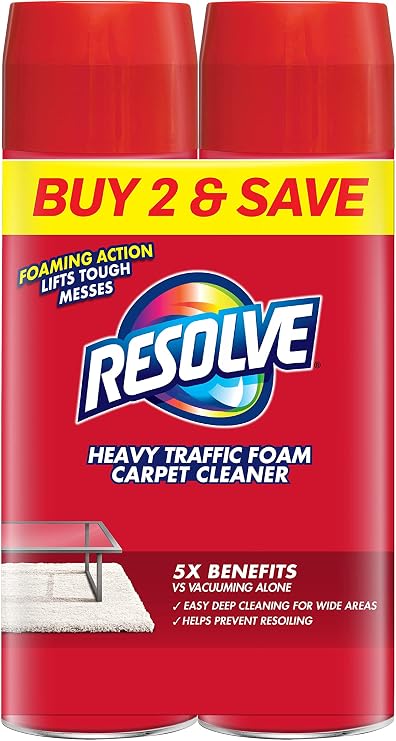 Resolve Dual Pack High Traffic Carpet Foam, 44 oz (2 Cans x 22 oz), Cleans Freshens Softens & Removes Stains