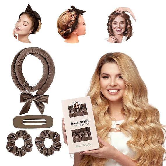 Heatless Curls Overnight, Heatless Hair Curlers to Sleep in, Brown