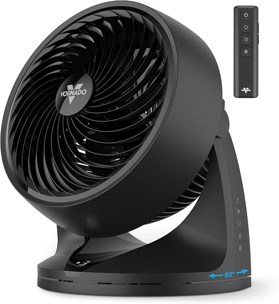 Vornado 753 OSC Whole Room Air Circulator Fan with Oscillation, Included Remote, Auto Mode, Aromatherapy with Included Scent Pads, 3 Speeds, Easy-Clean Removable Grille, Powerful Airflow, Black