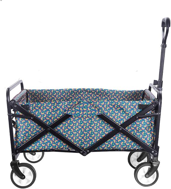 Garden Cart Foldable Trolley Wagon 4 Wheel Foldable Portable Garden Cart for Outdoor Camping Beach Park Shopping Festival Pets (Q 1) (Q 8)