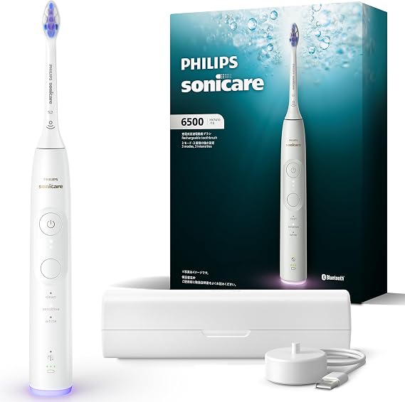 Philips Sonicare 6500 Electric Toothbrush 2025 Model Premium Clean/Gentle Plus Brush Head/Charger Stand/Travel Case Included HX7410/10 White Exclusive