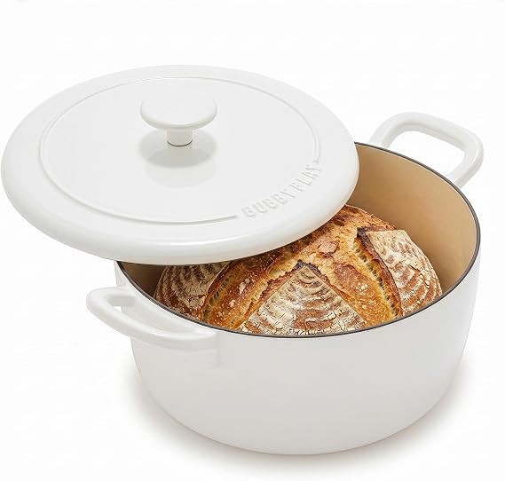 GreenPan x Bobby Flay 5.5QT Enameled Cast Iron Dutch Oven With Lid, White