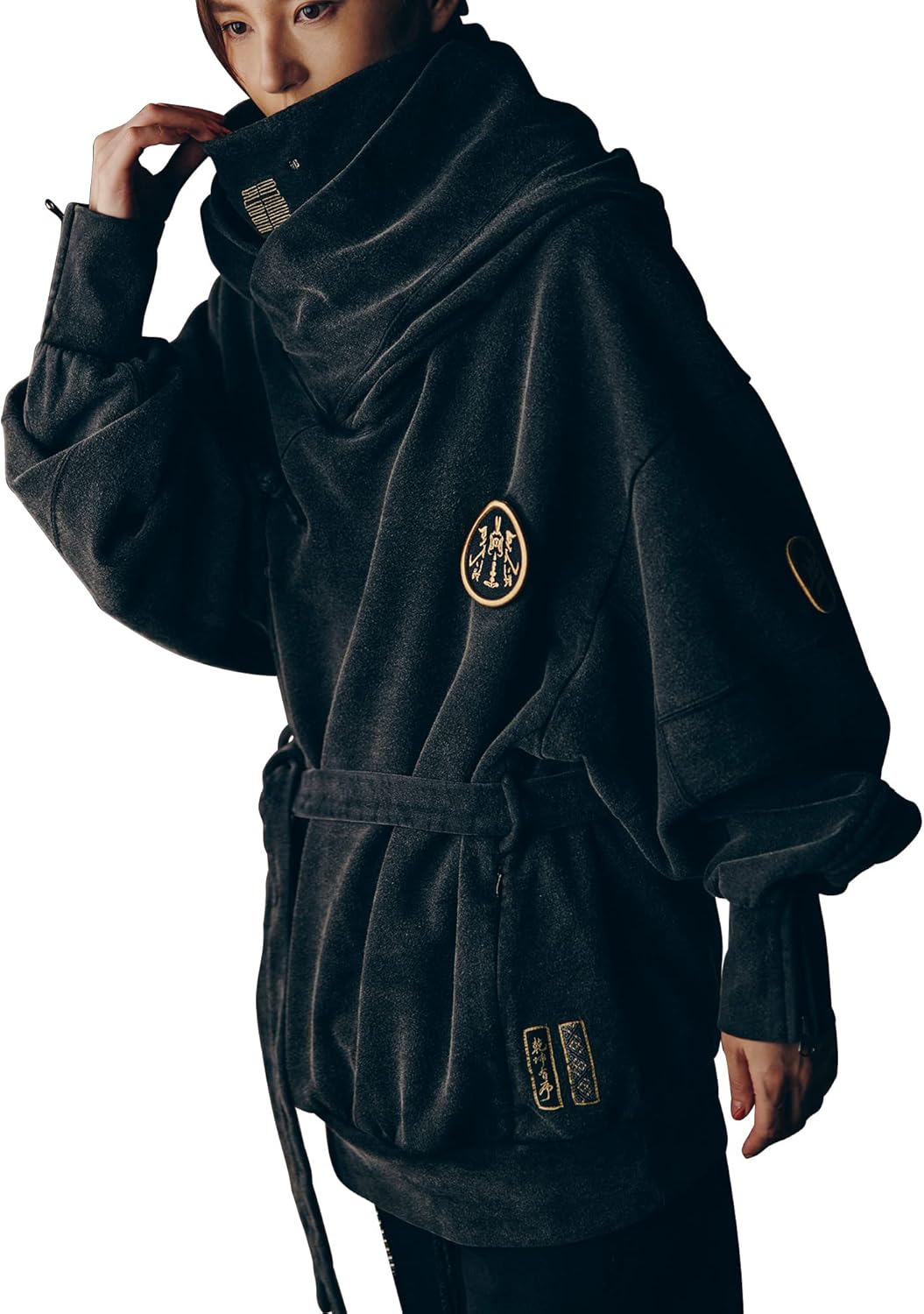 XYXIONGMAO Men's Black Futuristic Techwear Cyberpunk Streetwear Hoodies Japanese Hip Hop Kanji Designer Baggy Hoodie