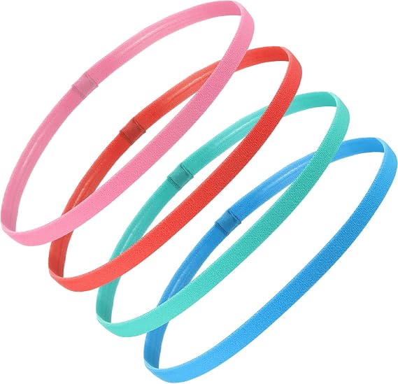 Sumind 4 Pieces Thick Non-Slip Elastic Sport Headbands Football Hair Headbands for Women and Men