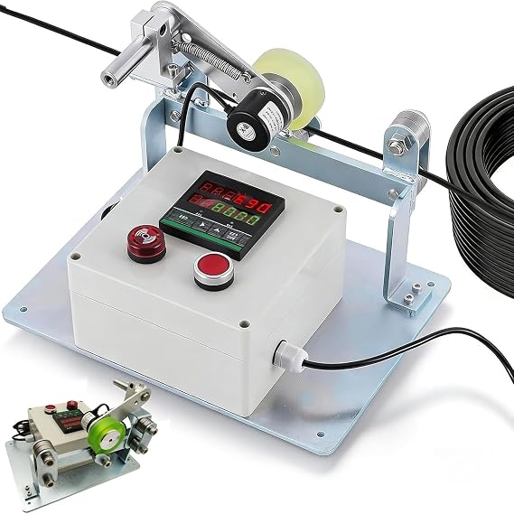 0-999999m Digital Wire Rope Counter, Electronic Length Meter, Roller Type Electronic Display, Multi-Unit Switching, with Alarm Function, Single Measuring Wheel Length Tool, for Wires Cables Tin Wires