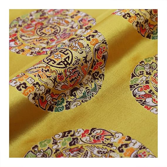 Chinese Satin Faux Silk Fabric Brocade Dress Clothes Cheongsam Tang Suit DIY Retro 75Cmx50cm,C
