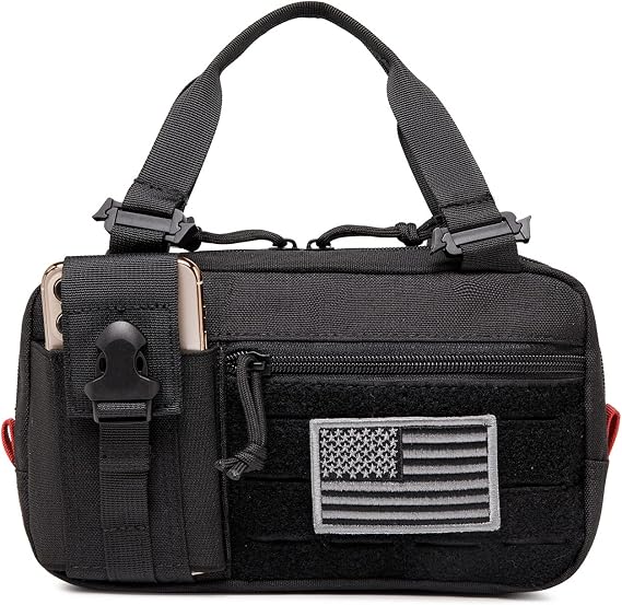 Molle Admin Pouch with Laser Cutting Loop,Car EDC EMT Molle Pouches, Large Capacity Tactical Pouch, EDC Pouch Organizer Include US Flag