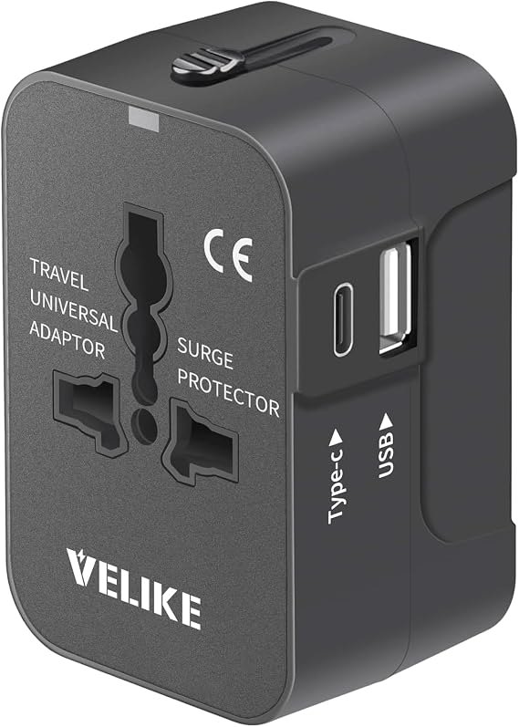 Travel Adapter Worldwide, International Power Adapter Universal Adapter Plug Converter Wall Type-C Charger Global Adaptor VELIKE AC Power Plug with USB C Charging Ports for USA Europe EU UK AUS