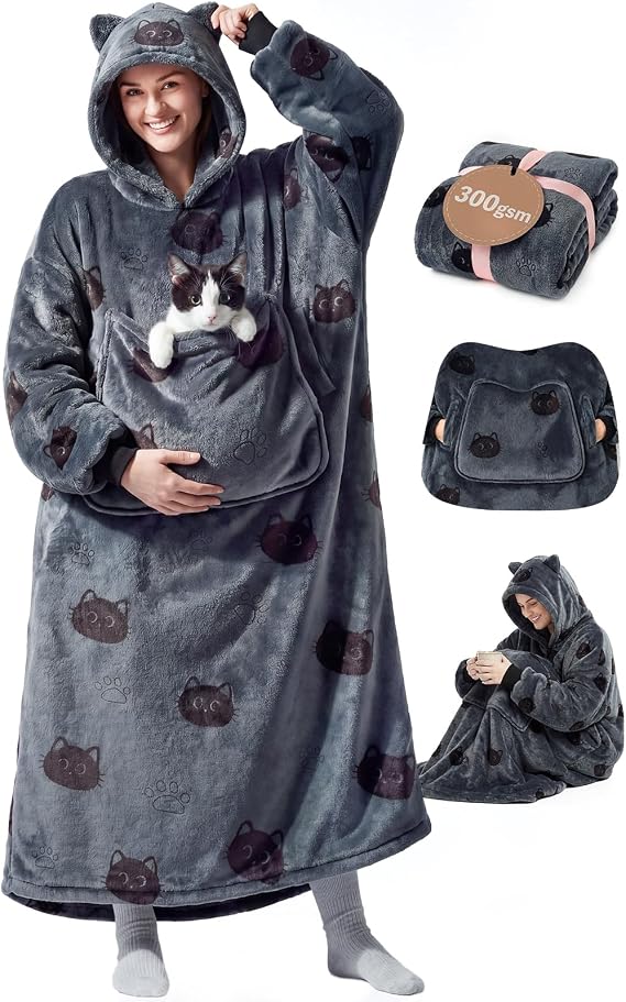 Mewaii Wearable Blanket Hoodie with Giant Pocket, Cozy Gifts for Women