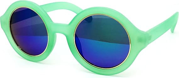 JP7148 Mirrored Candy Matte Finish Flash Retro Funky Sunglasses (Matte Finish, GREEN)
