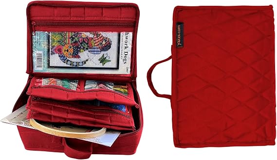 Yazzii Original Craft Organizer Tote Bag - Portable Storage Bag Organizer - Multipurpose Storage Organizer for Crafts, Cosmetics & Jewelry. Red
