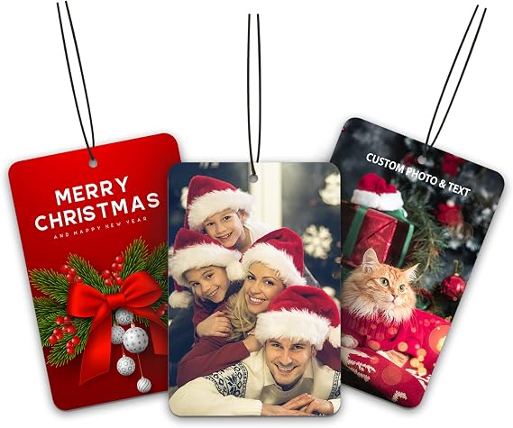 Personalized Christmas Ornaments with Photo, Scented Custom Picture Text Ornaments for Christmas 2023, Customized Xmas Tree Decor with Scent (Rectangular)