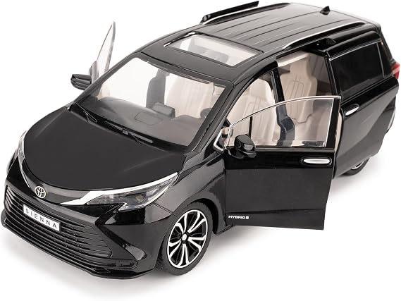 BDTCTK 1:24 Compatible for Sienna MPV Car Model, Pull Back Diecast Toy Car with Sounds&Lights for Kids Boys Girls and Adults, Gift Black.
