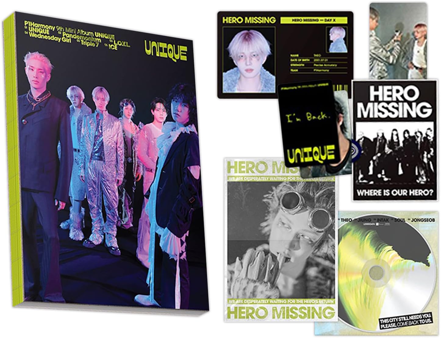 UNIQUE 9th Mini Album (Photobook C Ver.) R + Hero Missing Card + Sticker + Folded Poster + 3 Extra Photocards Official K-POP Sealed Album