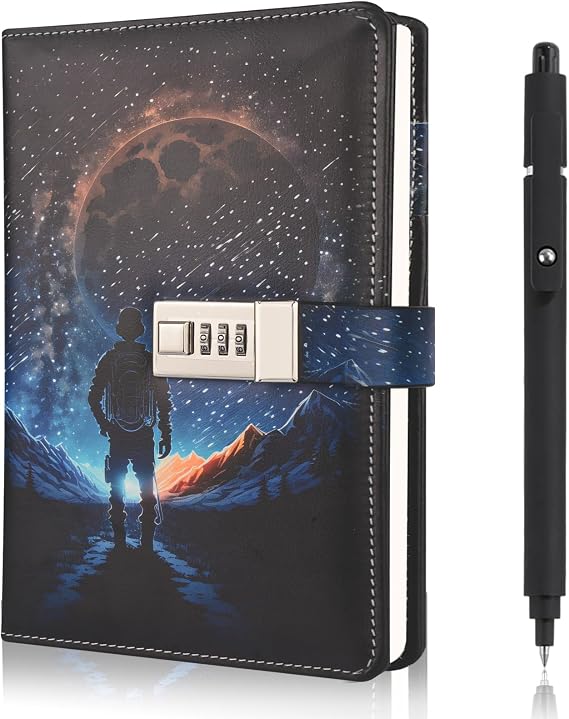 Diary with Lock for Boys, Secret Diary Kids Lockable Notebook with Pen | Space Journal with Lock Teenage Boy Men, Back to School Birthday Gifts Presents for Boys 8 9 10 11 12 13 14 15 Year Old