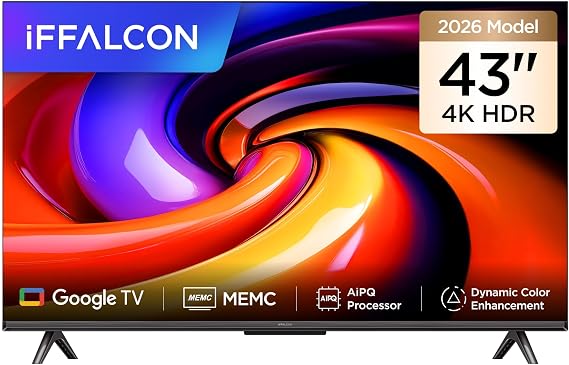 iFFALCON 43U65 43 İnç Smart TV 4K UHD HDR 10 Gaming Google TV, Dinamik Renk Geliştirme, Dolby Audio, MEMC, İnce Tasarımlı Game Master (2026 Model) [Enerji Sınıfı F]